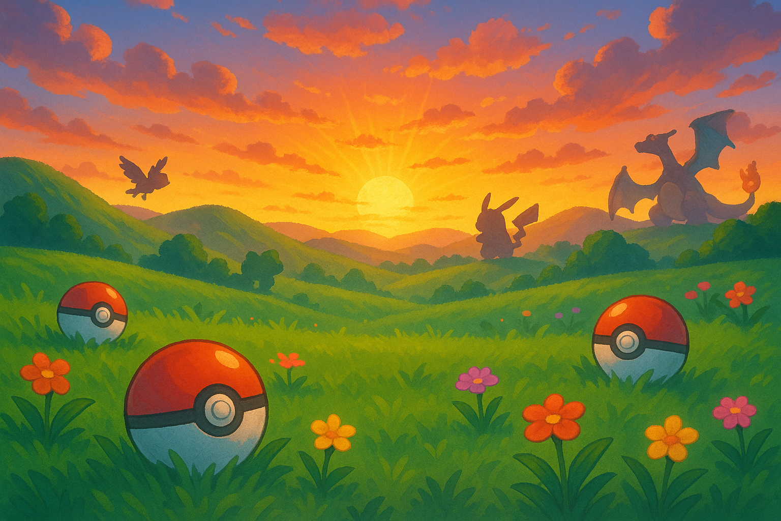 Instead of rainbow in background please use a sunrise